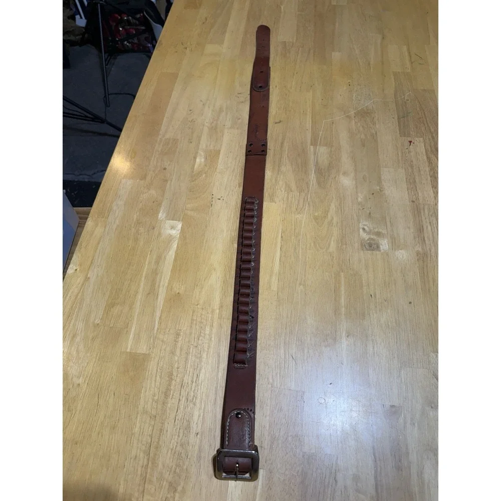 Vintage Hendrickson's Omak WA Leather Rifle Ammo Belt 20 Loop North & Judd